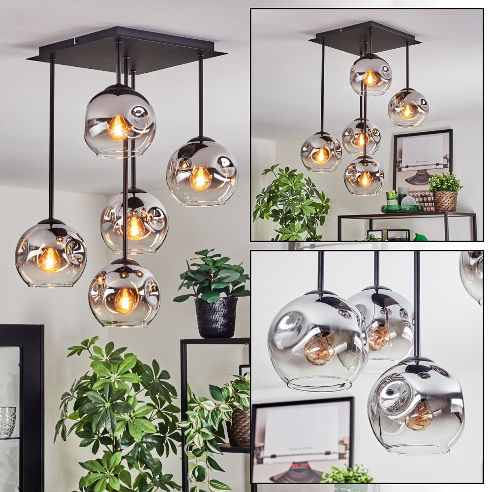 Ripoll Plafonnier, Boule lumineuse Chrome, Clair, Fumé, 5 lumières main product photo