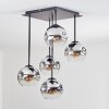 Ripoll Plafonnier, Boule lumineuse Chrome, Clair, Fumé, 5 lumières
