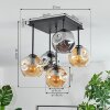Ripoll Plafonnier, Boule lumineuse Ambre, Clair, Fumé, 5 lumières