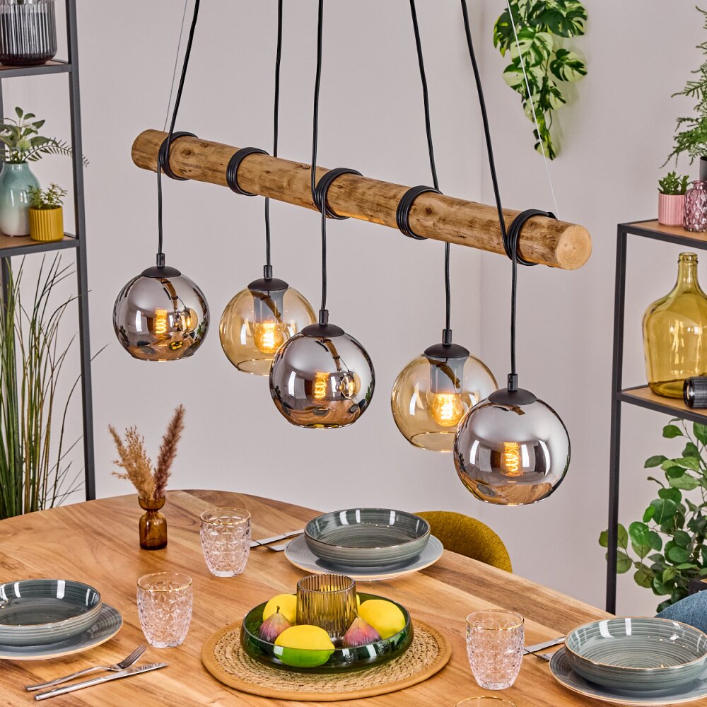 Koyoto Suspension, Boule lumineuse, Suspension Écru, Noir, 5 lumières main product photo