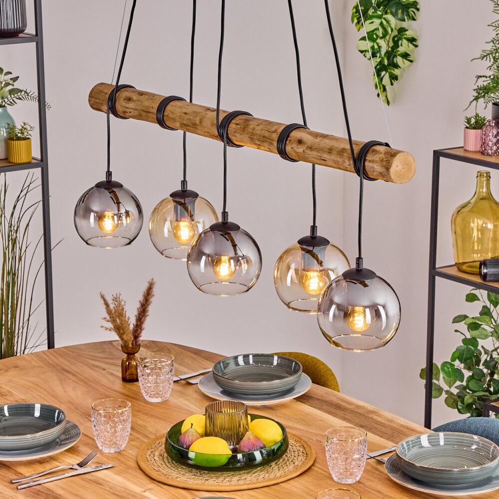 Koyoto Suspension, Boule lumineuse, Suspension Écru, Noir, 5 lumières main product photo