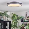 Salmi Plafonnier, Panel LED Gris, Argenté, 1 lumière, Télécommandes
