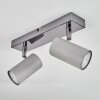 Javel Plafonnier, Spot de plafond Chrome, Gris, 2 lumières