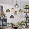 Koyoto Suspension, Boule lumineuse, Suspension Ambre, Bleu, Vert, Clair, Fumé, 6 lumières