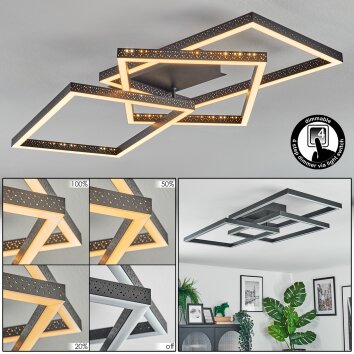 Brilo Plafonnier LED Noir, 1 lumière