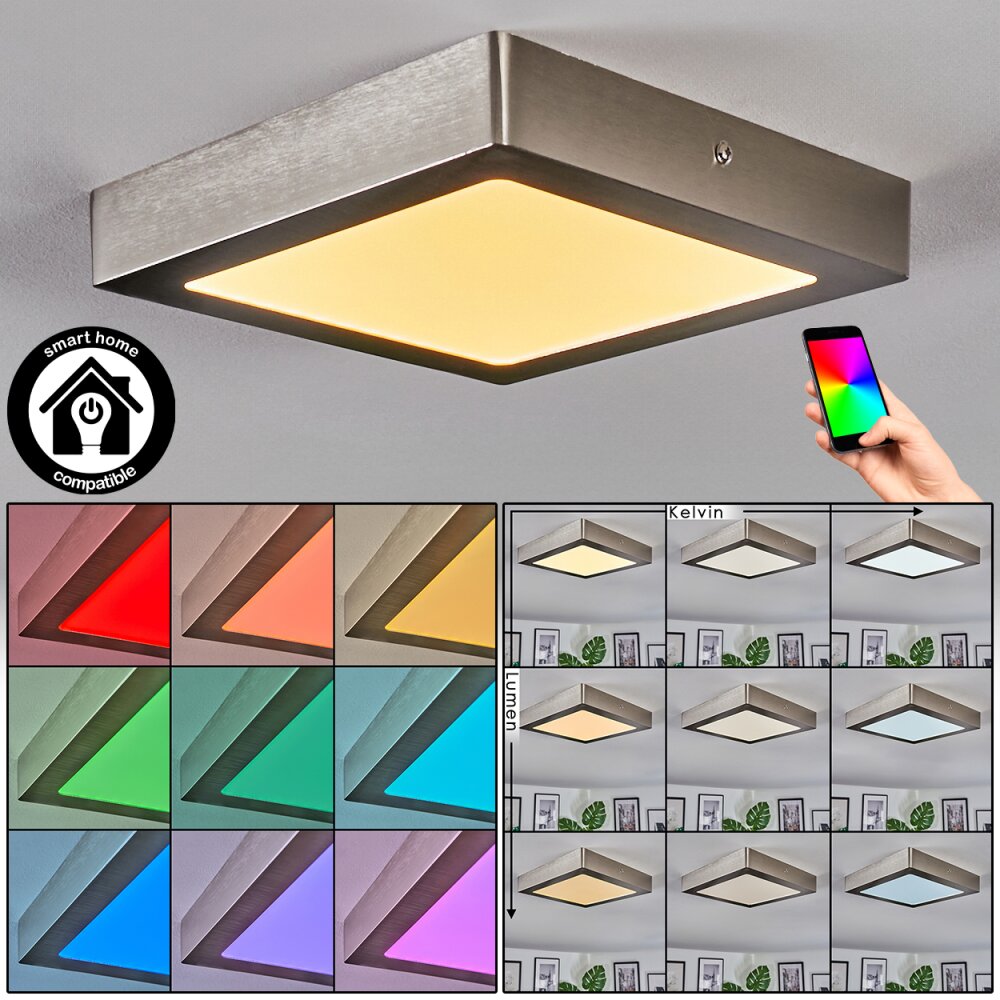 Omaro Plafonnier, Panel LED Nickel mat, 1 lumière main product photo