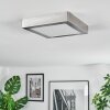 Omaro Plafonnier, Panel LED Nickel mat, 1 lumière, Changeur de couleurs