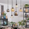 Koyoto Suspension, Boule lumineuse, Suspension Ambre, Chrome, Clair, Fumé, 6 lumières