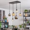 Koyoto Suspension, Boule lumineuse, Suspension Ambre, Chrome, Clair, Fumé, 6 lumières