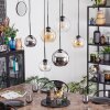 Koyoto Suspension, Boule lumineuse, Suspension Ambre, Chrome, Clair, Fumé, 6 lumières