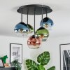 Koyoto Plafonnier, Boule lumineuse Bleu, Vert, Clair, Cuivré, 5 lumières