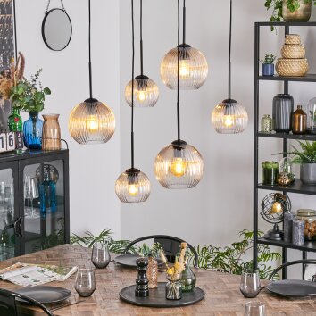 Koyoto Suspension, Boule lumineuse, Suspension Ambre, Clair, 6 lumières Koyoto Suspension, Boule lumineuse, Suspension Ambre, Clair, 6 lumières