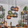 Koyoto Suspension, Boule lumineuse, Suspension Bleu, Vert, Cuivré, 6 lumières