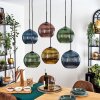 Koyoto Suspension, Boule lumineuse, Suspension Bleu, Or, Vert, Cuivré, 6 lumières