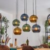 Koyoto Suspension, Boule lumineuse, Suspension Bleu, Or, Vert, 6 lumières