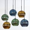 Koyoto Suspension, Boule lumineuse, Suspension Bleu, Or, Vert, 6 lumières