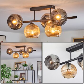 Ripoll Plafonnier, Boule lumineuse Ambre, Fumé, 5 lumières