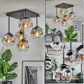 Ripoll Plafonnier, Boule lumineuse Chrome, Clair, Fumé, 5 lumières Ripoll Plafonnier, Boule lumineuse Chrome, Clair, Fumé, 5 lumières