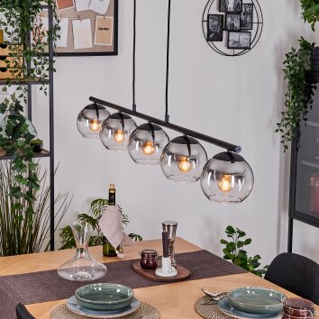 Koyoto Suspension, Boule lumineuse, Suspension Clair, Fumé, 5 lumières