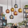 Koyoto Suspension, Boule lumineuse, Suspension Bleu, Or, Cuivré, 6 lumières