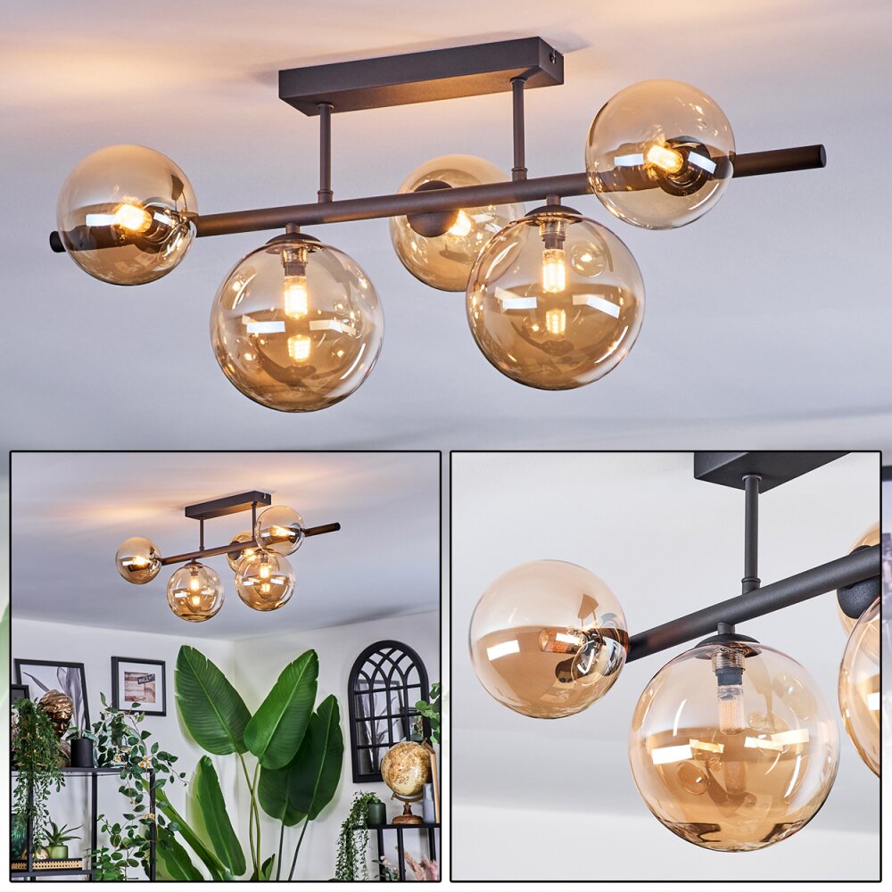 Chehalis Plafonnier, Boule lumineuse Ambre, 5 lumières main product photo
