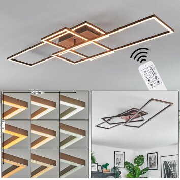 Brina Plafonnier LED Brun, 1 lumière, Télécommandes