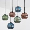 Koyoto Suspension, Boule lumineuse, Suspension Bleu, Vert, Cuivré, 6 lumières