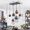 Koyoto Suspension, Boule lumineuse, Suspension Bleu, Vert, Cuivré, 6 lumières
