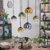 Koyoto Suspension, Boule lumineuse, Suspension Bleu, Or, Vert, Clair, 6 lumières