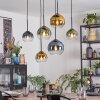 Koyoto Suspension, Boule lumineuse, Suspension Bleu, Or, Vert, Clair, 6 lumières