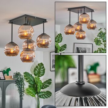 Ripoll Plafonnier, Boule lumineuse Chrome, Fumé, 5 lumières