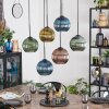 Koyoto Suspension, Boule lumineuse, Suspension Bleu, Or, Vert, Cuivré, 6 lumières