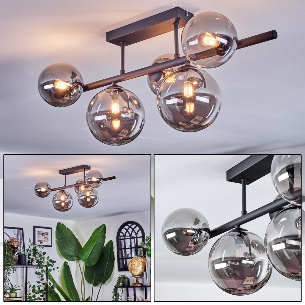 Chehalis Plafonnier, Boule lumineuse Fumé, 5 lumières main product photo