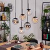 Gastor Suspension, Boule lumineuse, Suspension Ambre, Chrome, Clair, Fumé, 6 lumières