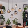 Gastor Suspension, Boule lumineuse, Suspension Ambre, Chrome, Clair, Fumé, 6 lumières