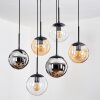 Gastor Suspension, Boule lumineuse, Suspension Ambre, Chrome, Clair, Fumé, 6 lumières