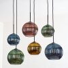 Koyoto Suspension, Boule lumineuse, Suspension Bleu, Or, Vert, Cuivré, 6 lumières