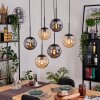 Gastor Suspension, Boule lumineuse, Suspension Ambre, Fumé, 6 lumières