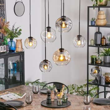 Ripoll Suspension, Boule lumineuse, Suspension Ambre, Clair, Fumé, 6 lumières