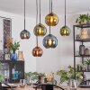 Koyoto Suspension, Boule lumineuse, Suspension Bleu, Or, Vert, Cuivré, 6 lumières