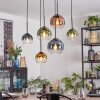 Koyoto Suspension, Boule lumineuse, Suspension Bleu, Or, Vert, Clair, Cuivré, 6 lumières