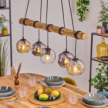 Ripoll Suspension, Boule lumineuse, Suspension Écru, Noir, 5 lumières Ripoll Suspension, Boule lumineuse, Suspension Écru, Noir, 5 lumières