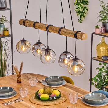 Ripoll Suspension, Boule lumineuse, Suspension Écru, Noir, 5 lumières