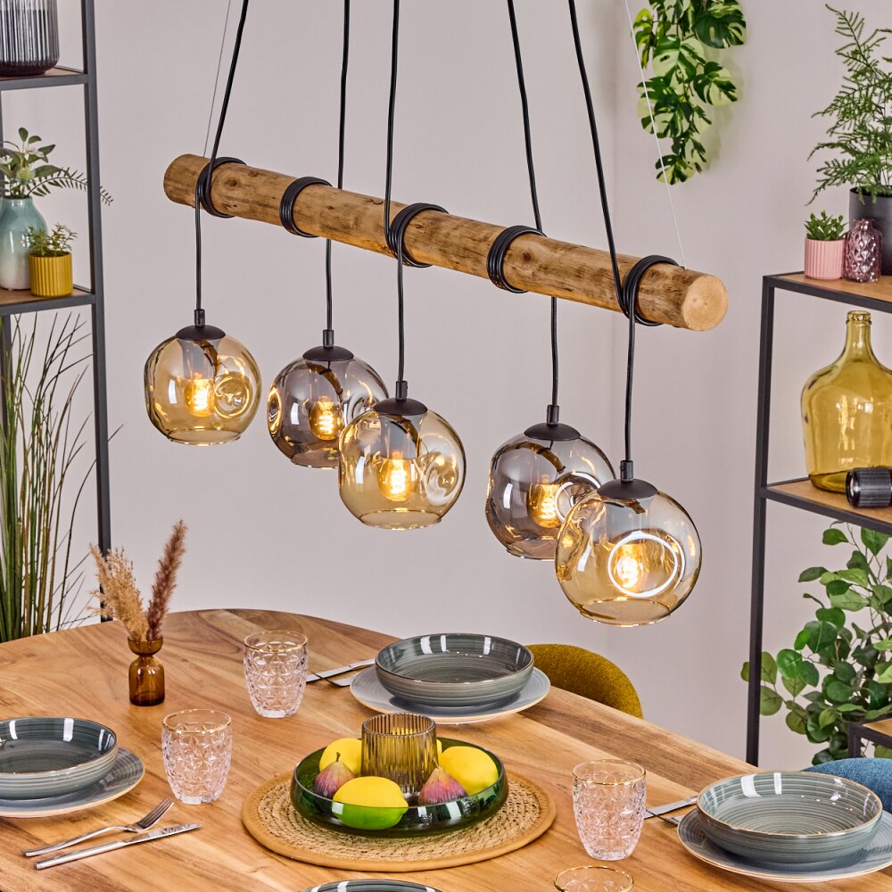 Ripoll Suspension, Boule lumineuse, Suspension Écru, Noir, 5 lumières main product photo