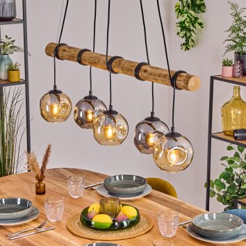Ripoll Suspension, Boule lumineuse, Suspension Écru, Noir, 5 lumières Ripoll Suspension, Boule lumineuse, Suspension Écru, Noir, 5 lumières