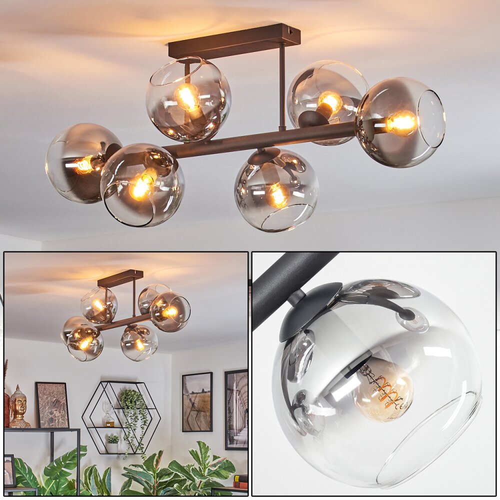 Koyoto Plafonnier, Boule lumineuse Clair, Fumé, 6 lumières main product photo