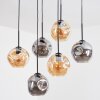 Ripoll Suspension, Boule lumineuse, Suspension Ambre, Fumé, 6 lumières