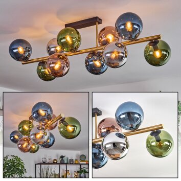Gastor Plafonnier, Boule lumineuse Or, Noir, 10 lumières