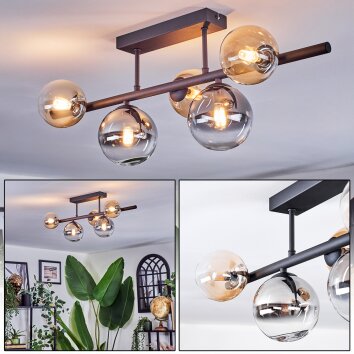 Chehalis Plafonnier, Boule lumineuse Noir, 5 lumières