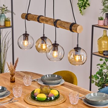 Koyoto Suspension, Boule lumineuse, Suspension Écru, Noir, 4 lumières